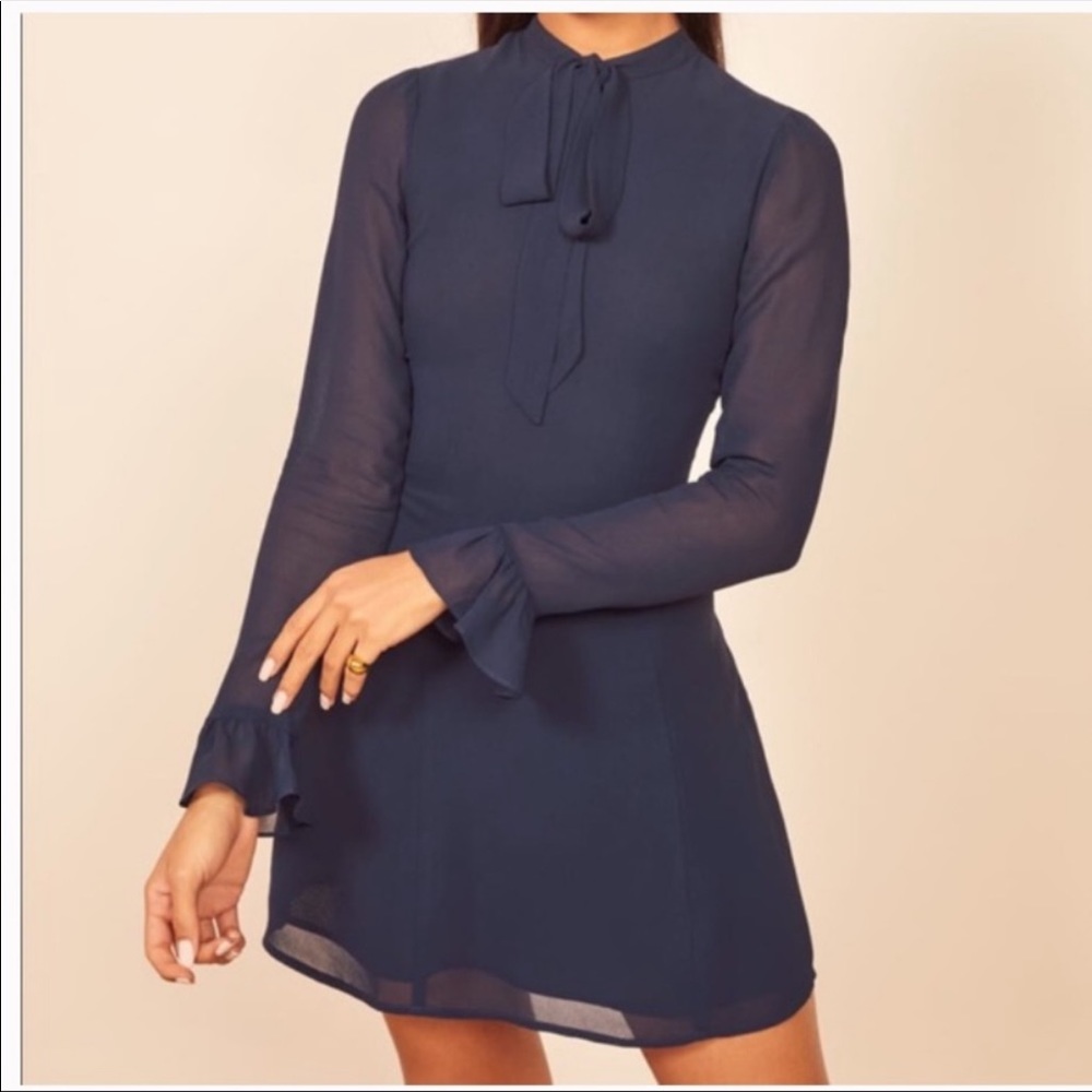 Reformation navy blue mini dress